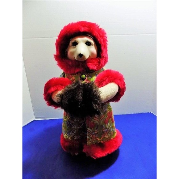 Rare Christmas Holiday High Fashion Miss Polar Bear Figurine Statue - Picture 1 of 7